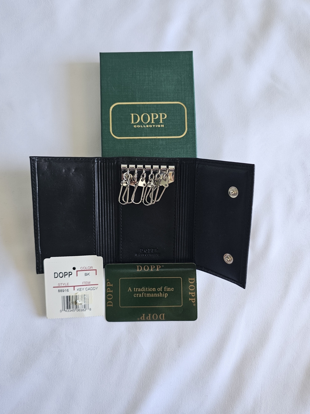 Vintage Dopp Black Leather Key Caddy - Men's Accessory